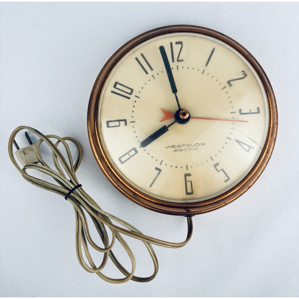Vintage Westclox Wall Clock Copper Model S8-E 115 Spice Electric USA - Works!